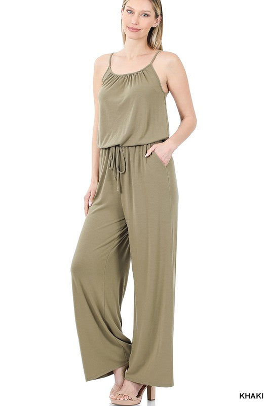 Spaghetti Strap with Pocket Jumpsuit