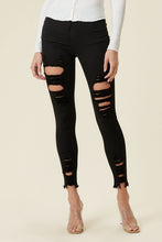 Load image into Gallery viewer, High Rise Distressed Skinny Jeans with a Raw Hem

