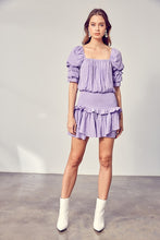 Load image into Gallery viewer, PUFF SLEEVE SMOCKED WAIST ROMPER
