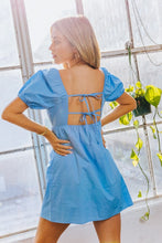 Load image into Gallery viewer, SHORT SLEEVE BACK TIE DETAIL BABYDOLL DRESS
