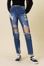 Load image into Gallery viewer, High Rise Distressed Mom Jean
