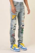 Load image into Gallery viewer, ALL OVER PRINT SLIM FIT DENIM
