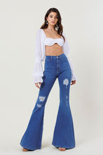 Load image into Gallery viewer, High-Rise Distressed Flare Jeans
