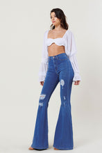 Load image into Gallery viewer, High-Rise Distressed Flare Jeans
