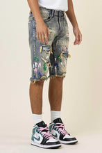 Load image into Gallery viewer, HAND PAINT RIP&amp;REPAIR DENIM SHORTS

