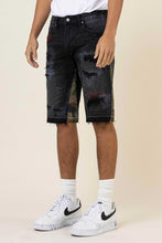 Load image into Gallery viewer, PANELED  RELEASED HEM DENIM SHORTS
