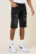 Load image into Gallery viewer, PANELED  RELEASED HEM DENIM SHORTS
