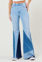 Load image into Gallery viewer, Color Block Side Slit Flare Jeans
