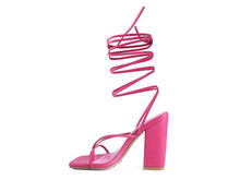Load image into Gallery viewer, LACE UP BLOCK HEELED SANDAL
