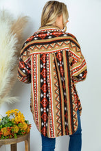 Indlæs billede til gallerivisning PLUS SIZE Long Sleeve Aztec Print Woven Jacket
