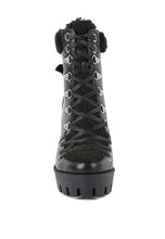 Indlæs billede til gallerivisning PINES Faux Leather Fur Collared Ankle Boots

