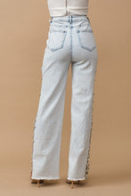 Indlæs billede til gallerivisning Cut Out At Side w/ Jewel Trim Stretch Denim Jeans
