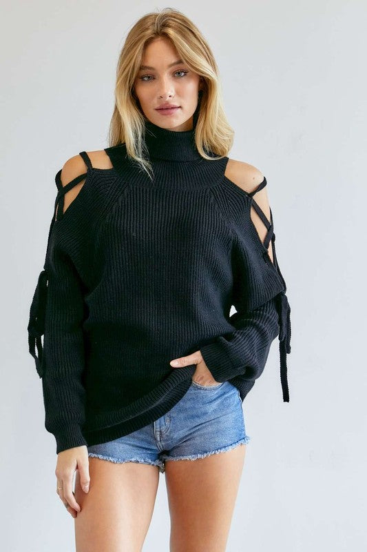 Turtleneck Cutout Sweater