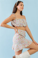 Load image into Gallery viewer, Strappy Crop Top &amp; High Waist Wrap Hem Skirt Set
