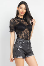 Load image into Gallery viewer, Floral Lace Corset Keyhole Bodysuit
