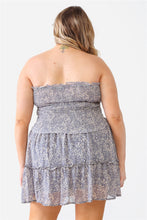 Load image into Gallery viewer, Plus Floral Print Ruched Ruffle Smocked Back Top &amp; High Waist Flare Hem Mini Skirt Set
