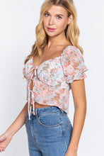 Load image into Gallery viewer, Short Slv Front Tie Print Woven Top
