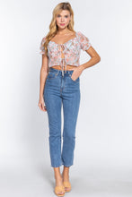 Load image into Gallery viewer, Short Slv Front Tie Print Woven Top
