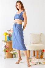 Indlæs billede til gallerivisning Blue Self-tie Strap Cut-out Midi Dress
