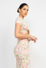 Indlæs billede til gallerivisning Front Knot Floral Top &amp; Ruched Maxi Skirts Set
