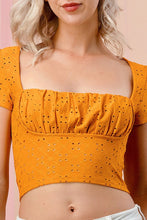 Load image into Gallery viewer, Ruched Detail Eyelet Top
