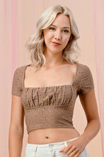 Load image into Gallery viewer, Ruched Detail Eyelet Top
