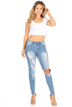 Load image into Gallery viewer, Distressed Skinny Denim Jeans
