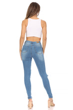 Indlæs billede til gallerivisning Distressed High Rise Denim Skinny Jeans
